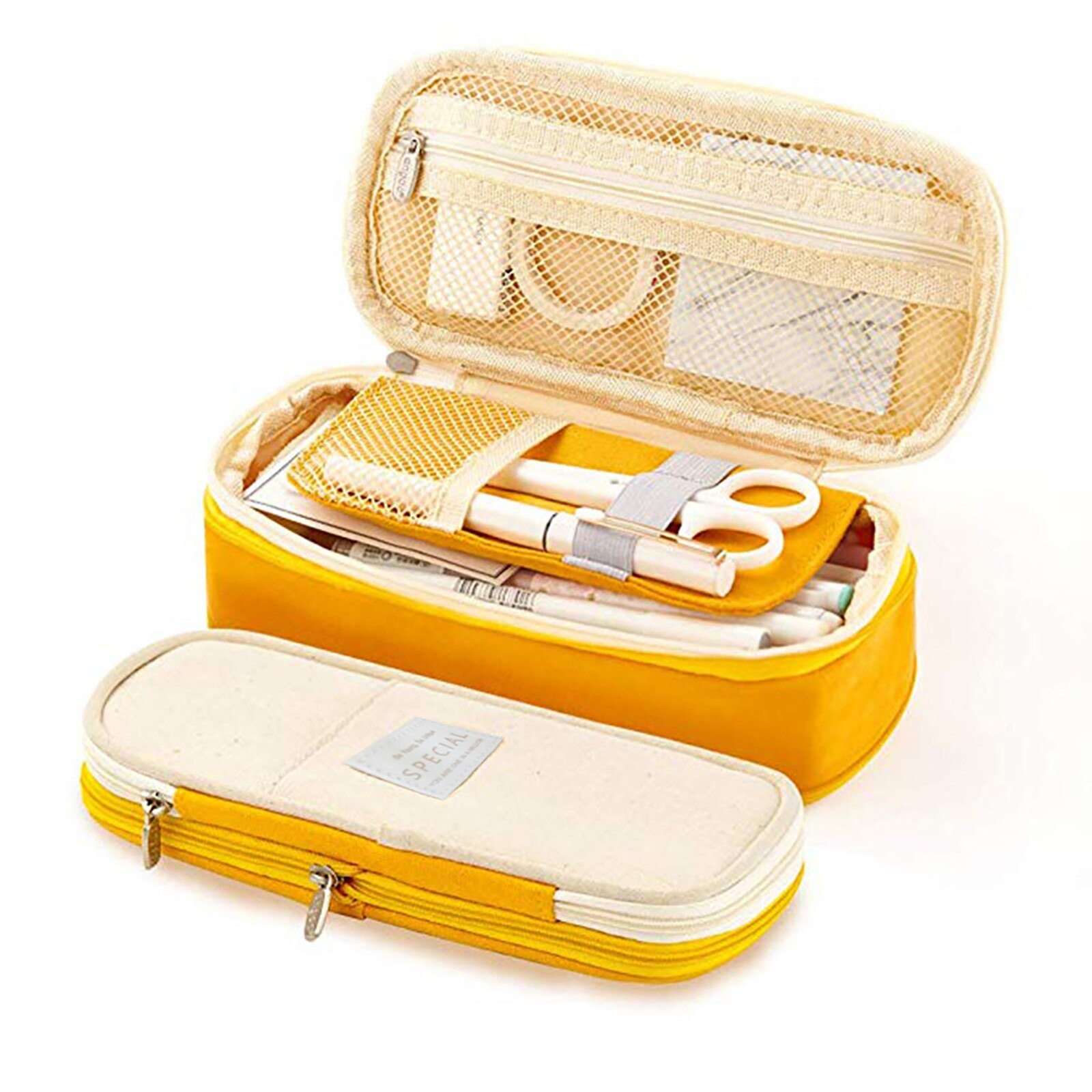 Large Capacity Canvas Pencil Case Colorful School Portable Multifunctional Zipper Gadgets Pencil Bag Accommodate 50 Pens/Pencils: D