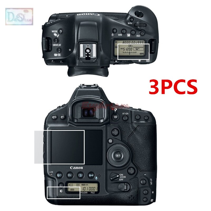 Selvklebende glass hoved lcd-skjerm + info filmbeskyttere beskyttelsesdeksel til kanon 1dx merke ii iii 1 dxii 1 dxiii 1 dx 3