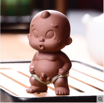 Tea Pets Ornament Chinese Folk Art Purple Clay Home Decoration Figurines Little Monk Baby Boy Spray Pee Crafts: D