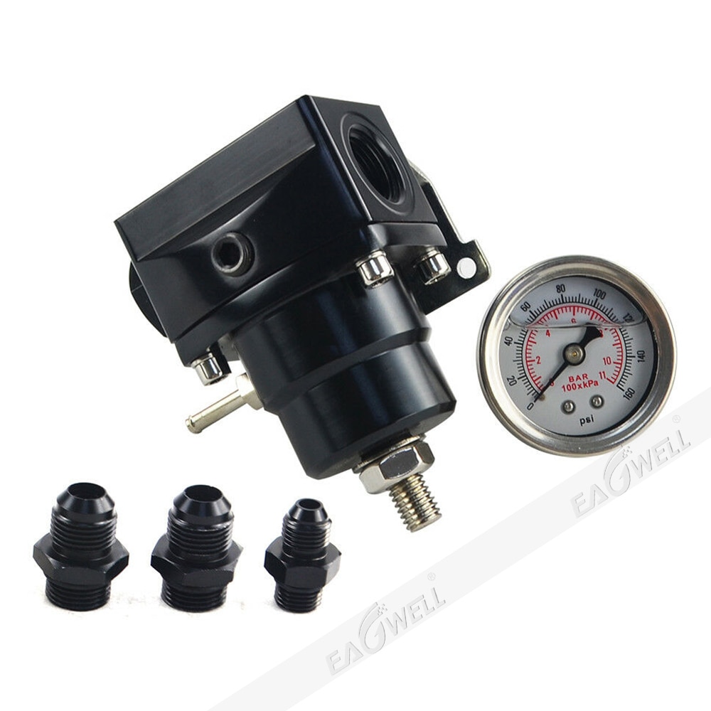 AN6 Hoge Druk Brandstof Regulator W/Boost-8AN 8/8/6 Efi Fuel Pressure Regulator Met Gas Gauge vacuüm Boost Poort