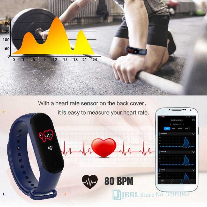 Armband män kvinnor smart klocka telefon android ios blod smartband musik spela kontroll tryck övervaka hjärtfrekvens smart band