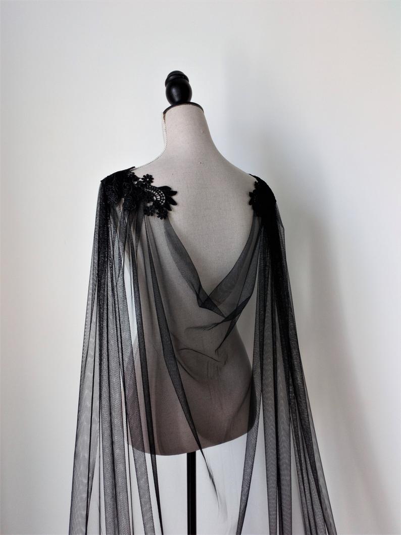 Ivory tulle wedding cloak, wedding cape veil viking wedding pagan wedding cape veil alternative wedding cape, lace wedding cloak