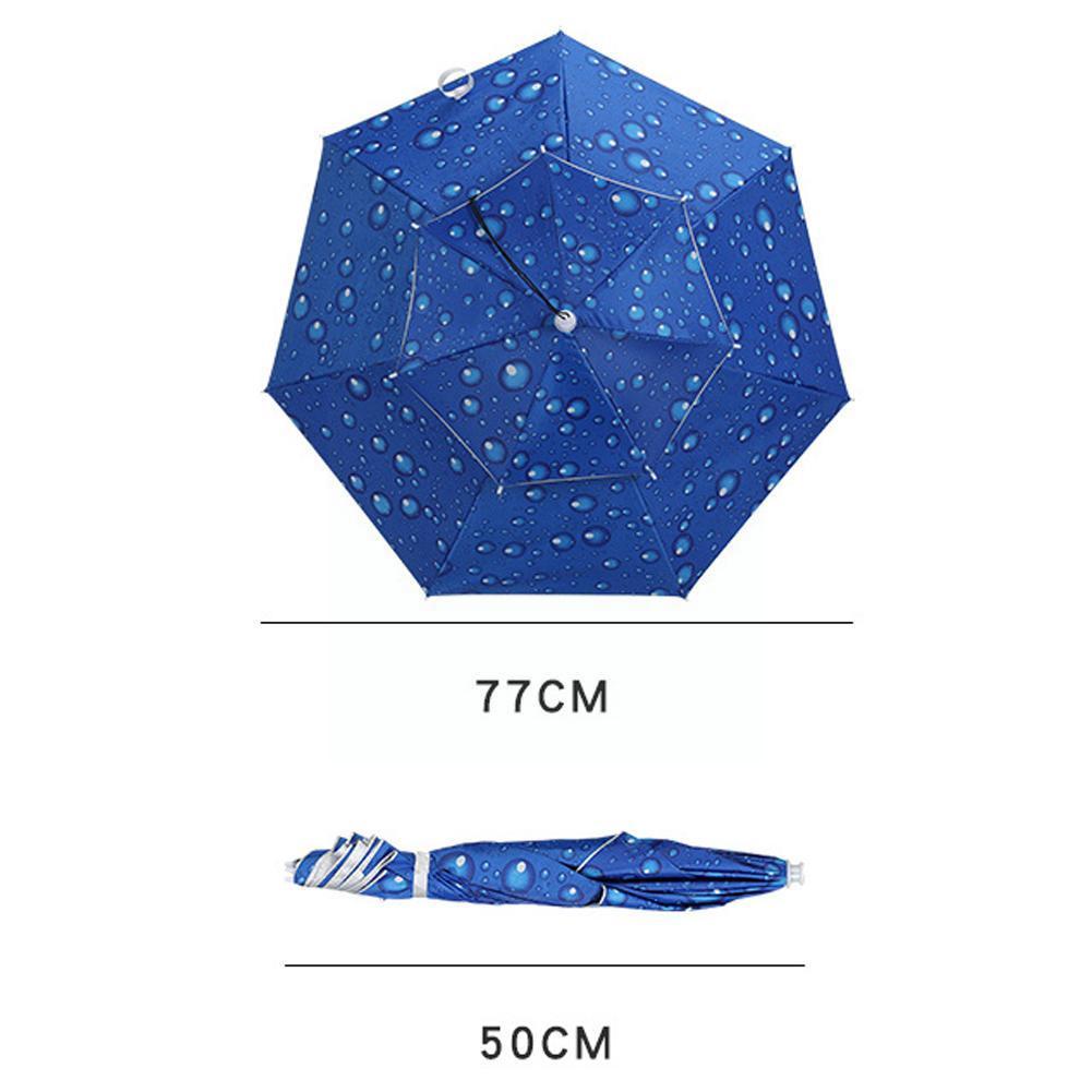 Plegable al aire libre cabeza sombrero paraguas Anti-lluvia Anti-UV pesca gorros para sombrillas de tapa de lluvia portátil equipo de playa impermeable H M9K7