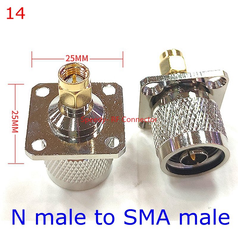 Conector recto de brida de 4 orificios L16 N a SMA macho hembra L16 tipo N a brida RPSMA mamparo con tuerca de junta tórica adaptador a prueba de agua: Negro