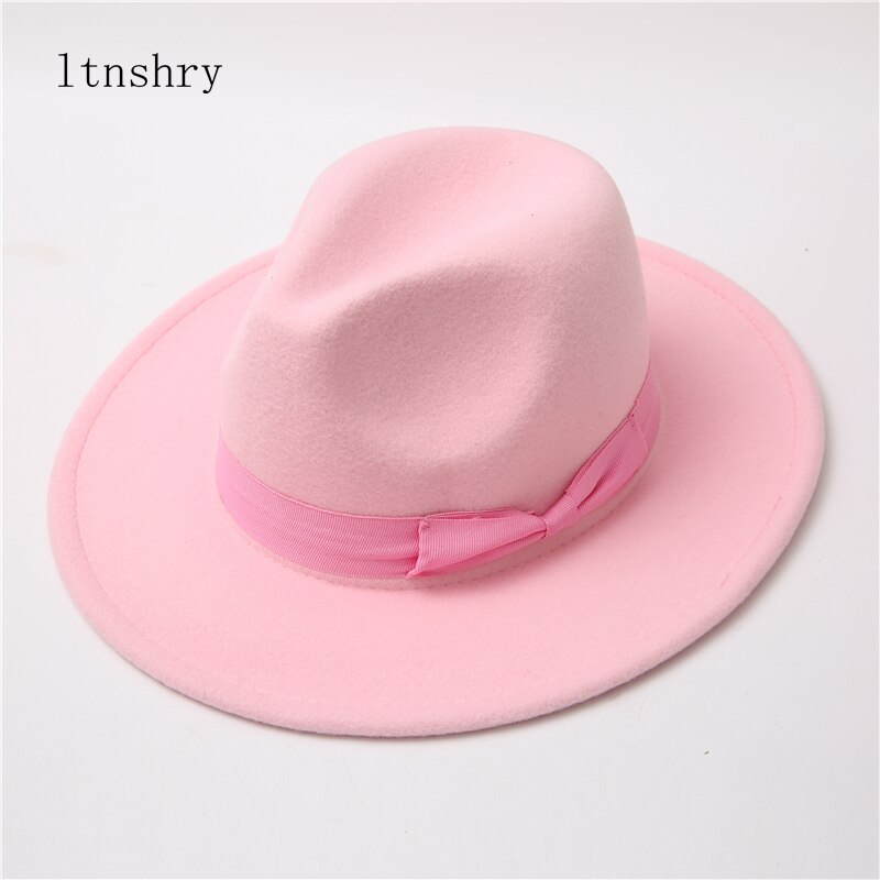 fedora hat women Bow ribbon band men hats wide brim classic beige white wedding church winter men women&#39;s hat gorras hombre: Green  