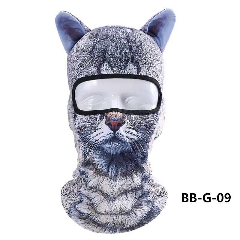 Dammsäker djurmönster huvudbonader med öra katt hund lejon män kvinnor hel ansiktsmask balaclava huva täcka hals halsduk hattar: Bb-g -09