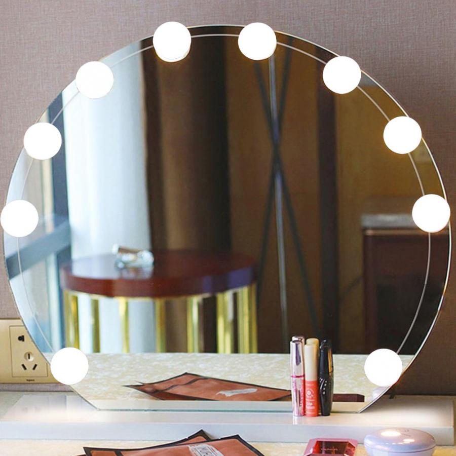 Makeup Mirror 10Pcs LED Makeup Comestic Mirror Light Kit with Dimmable Light Bulb Mirror Light
