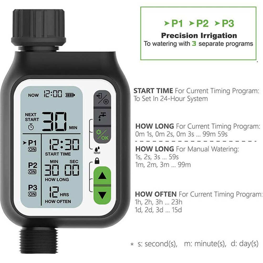 Device Outdoor Adjustable LCD Screen Controller Waterproof Tool Home With Rain Sensor Automatic Irrigation Lawn Water Timer