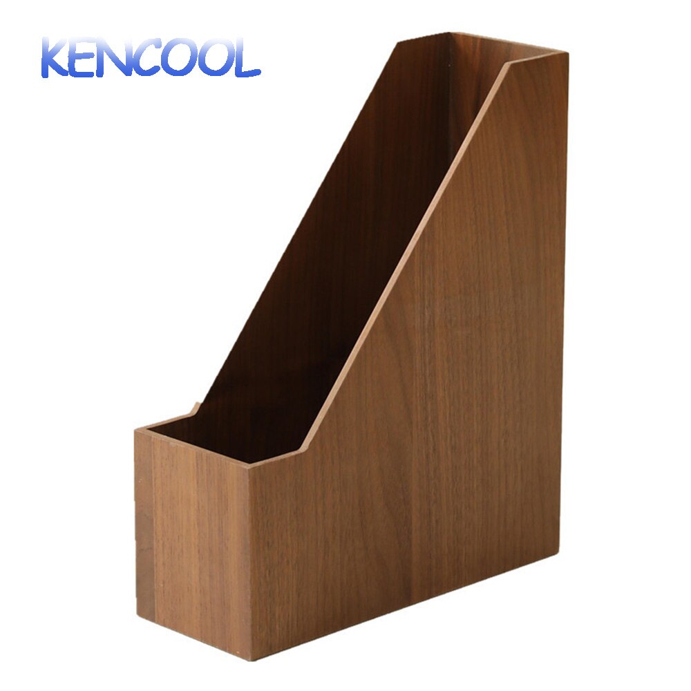 Wooden Desktop File Organizer Basket, KENCOOL Office Home Supplies Portable Vertical Upright Storage Bins Crate Folder Holder