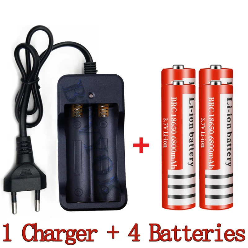 6800mAh Capacity Rechargeable Battery 18650 Battery 3.7V Li-ion Rechargeable Battery For Flashlight Torch Battery+Charger: Blue