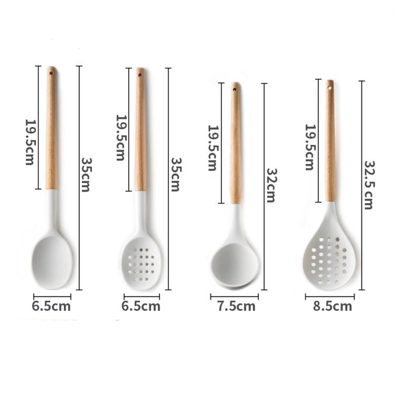 Non-stick Cooking Tools Set Silicone Kitchen Utensils Kit Kitchenware Colander Spatula Scraper Baking Gadgets