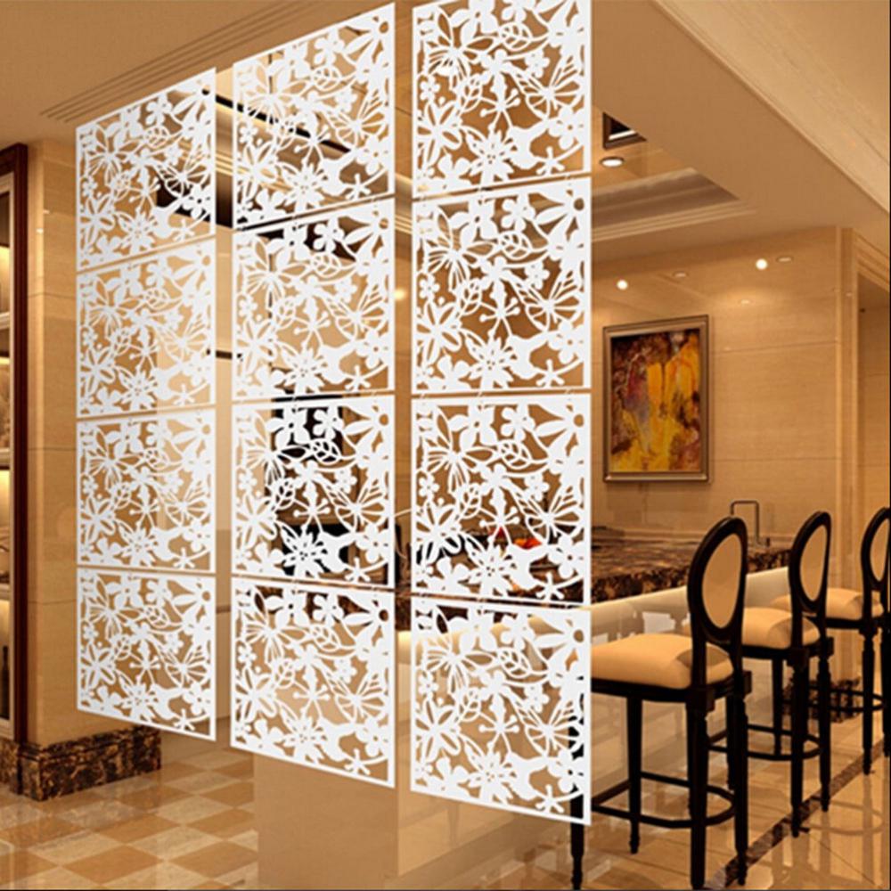 8 stykker hvid fugl blomst hængende rumdeler, sikkerhed pvc panel skærm, til stue spisestue hotel dekoration