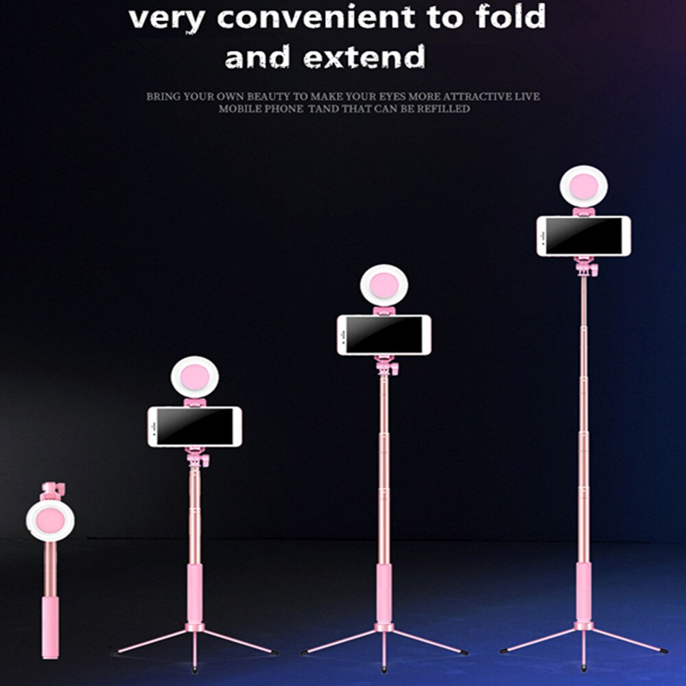 Trípode de palo Selfie LED 1,7 m soporte de luz de anillo en vivo extensible 4 en 1 con monópode para teléfono móvil iPhone X 8 Android SmartPhone