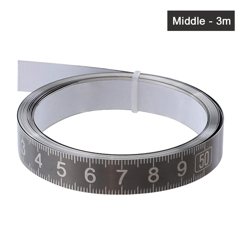 Self Adhesive Portable Easy Read Measuring Tools High Home Stainless Steel With Scale Woodworking Sticky Flat Ruler: 3 / 3m