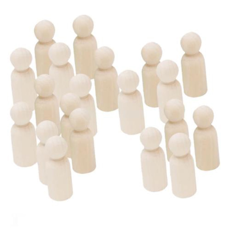 20Pcs 35Mm Unpainted Blanco Houten Peg Poppen Nestelen Set Peg Poppen Ambachten Diy Houten Figuren Familie Creatieve Kid speelgoed Bruiloft Thuis