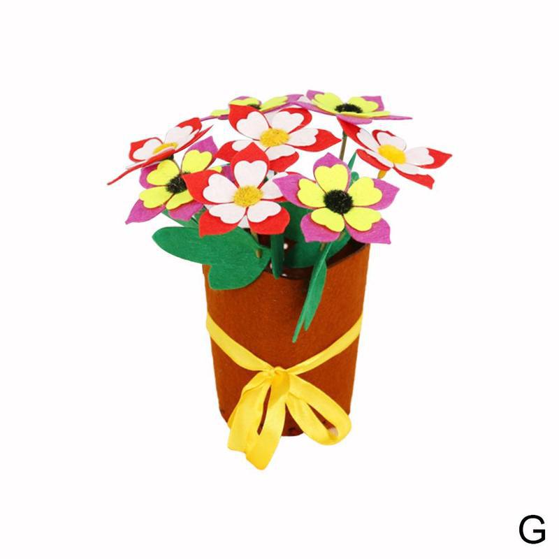 Diy Non-woven Potted Plant Children Handmade Material Carnation Sewing For Mother's Simulation Diy Potted Flowerpot Ba O9X9: G