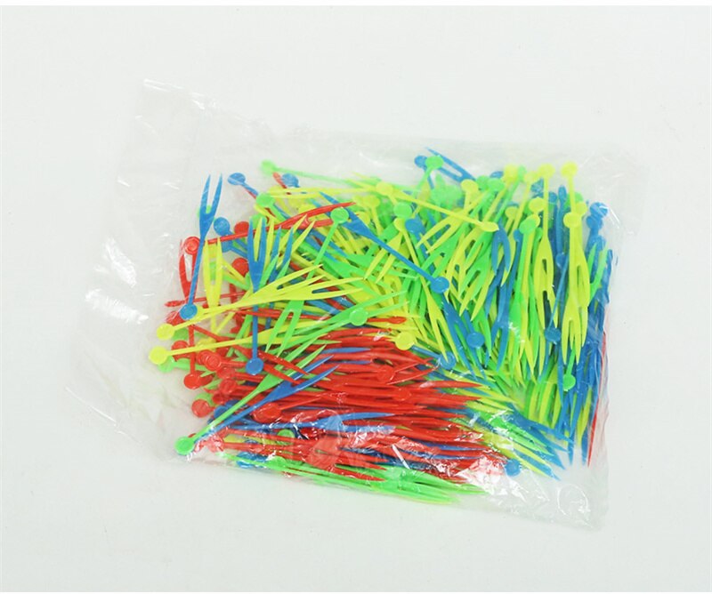 Aixiangru 8cm Kunststoff OK Obst Gabel Geschirr Kunststoff Gabel Einweg Geschirr Bar Tools Einzigen Farbe/Transparent 3500 stücke: colours