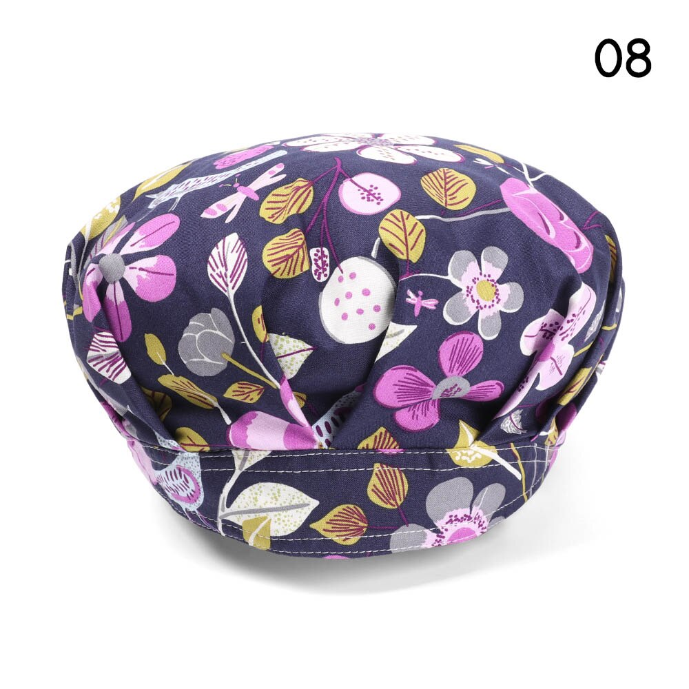 Bloemen Bouffant Sanitaire Hoed Met Zweetband Verstelbare Lus Beanie Hat Solid Mannen Hoed Vrouwen Hoeden Skullies Mutsen: 1-8