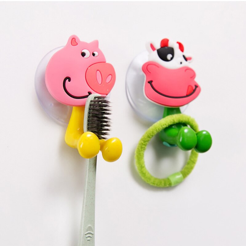 Porte-brosse à dents pour bébé, ensemble de crochets à succion mignons de dessin animé, support mural à succion