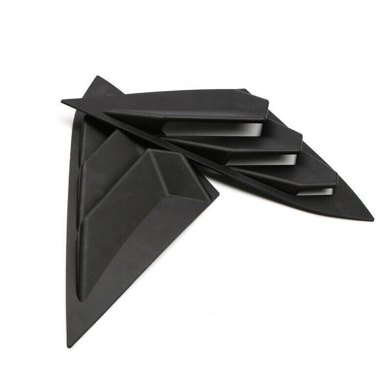 2Pcs Black Rear Window Louvers Shutters Cover & 2Pcs Car Carbon Fiber Style Steering Wheel Button Panel Cover Sticker