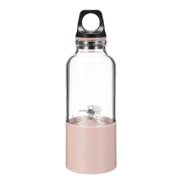 AUGIENB 500ml Electric Fruit Juicer Glass Mini Portable Handheld Smoothie Maker Blenders Mixer USB Rechargeable for Home Travel: pink