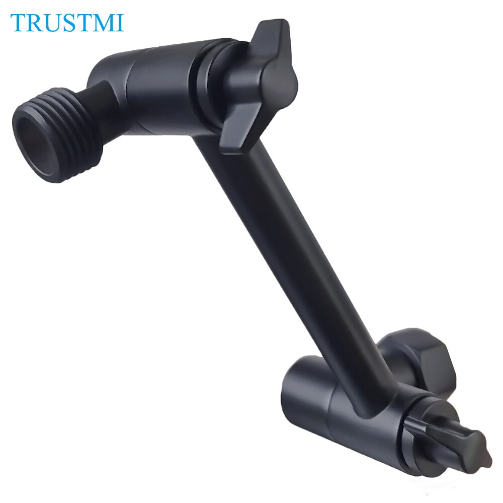 Extensor de brazo de ducha ajustable, cabezal de ducha de latón de 4 pulgadas, tubo de recambio de extensión de elevación alta o inferior, montaje de brazo, negro mate C: Black