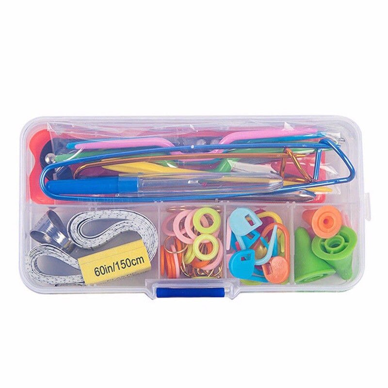 Kit de herramientas de punto útiles para niños, accesorios de ganchillo con gancho de aguja, suministros de punto DIY con funda