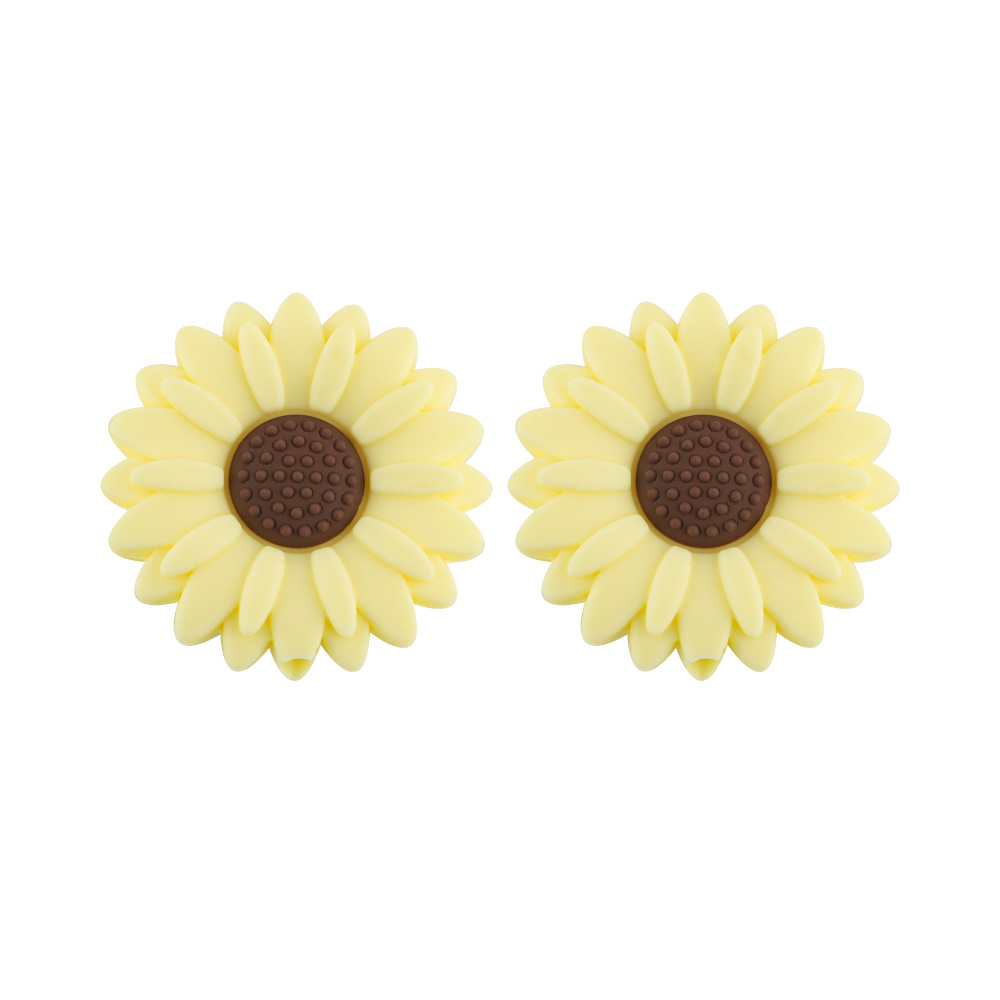 Sunrony 10 st silikonpärlor med 20/30mm blommor för smyckestillverkning, gör-det-själv-pärlor, prästkragefokus, pärlbar penna, armband, nyckelringstillbehör: Röd / Övrig