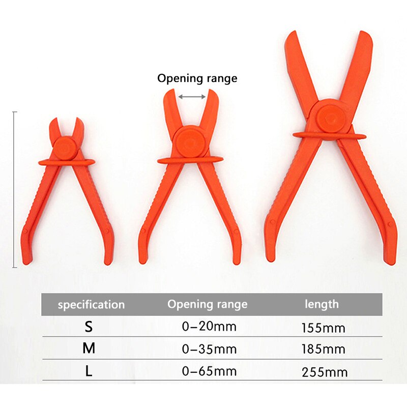 3pcs Brake Fuel Water Line Clamps Nylon Hose Tube Clamp Tool Set Pinch-Off Pliers Kit Red Car Auto Tools Hands Free