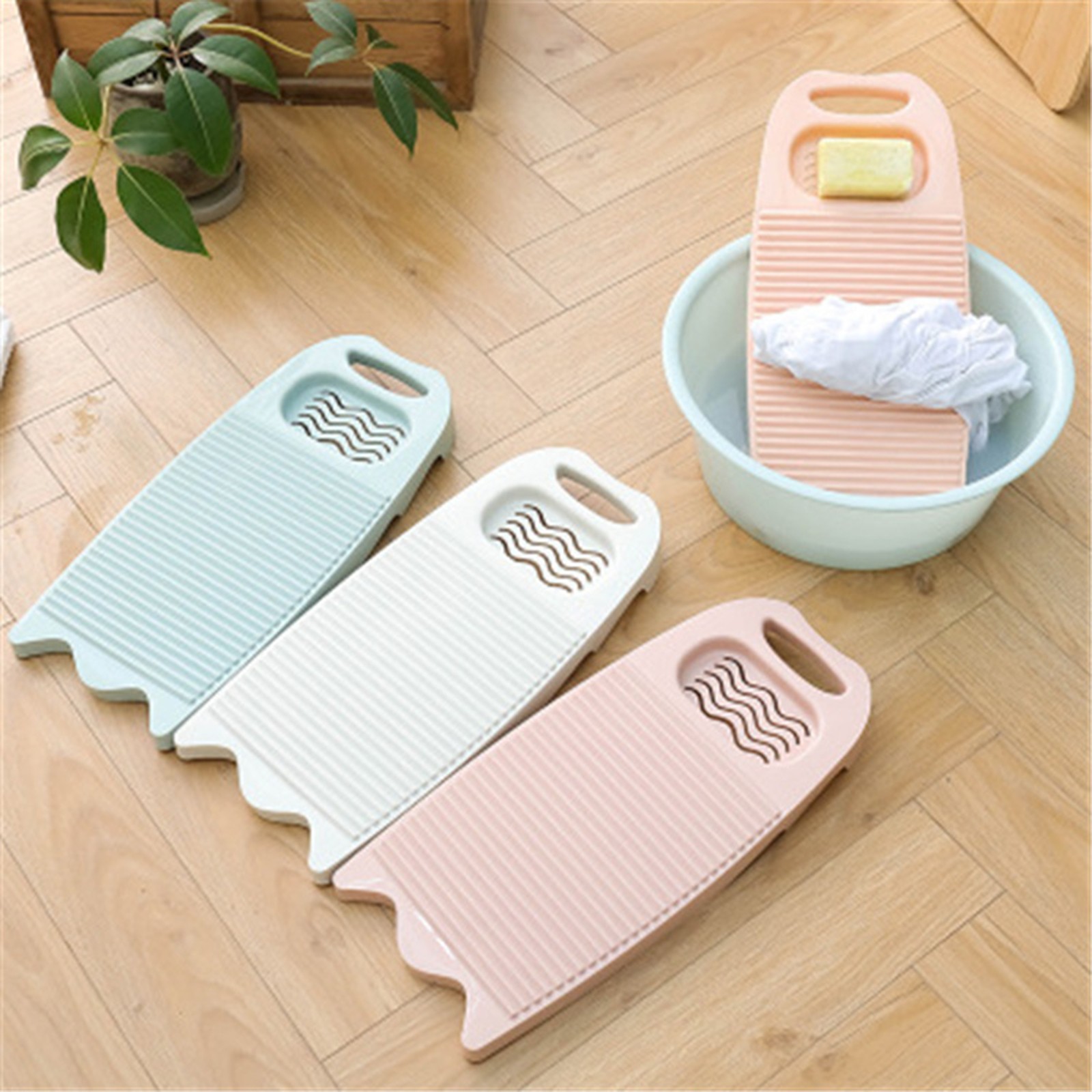 Wash Board Thickened Hand Wash Laundry Boards Dirty Clothes Washboard with Soap Holder for Underwear Lingerie Cleaning