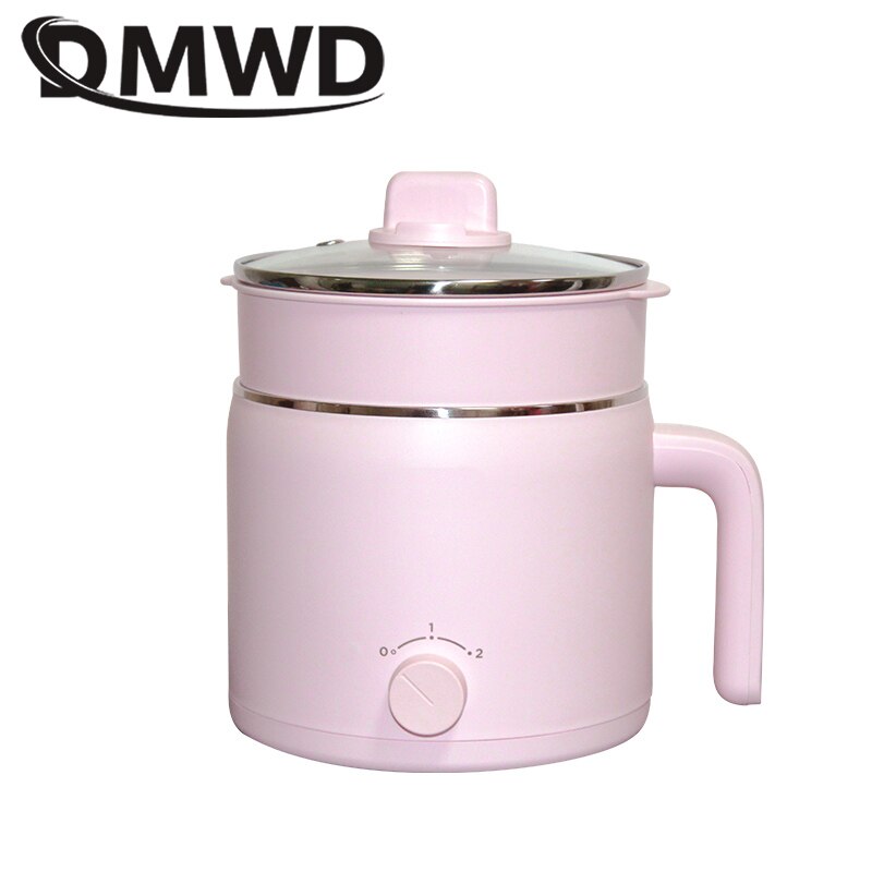 DMWD 1.2L MultiCooker Noodles Soup boiling Pot Eggs Food Steamer Electric Rice Cooker Stainless Steel Heating Pan household
