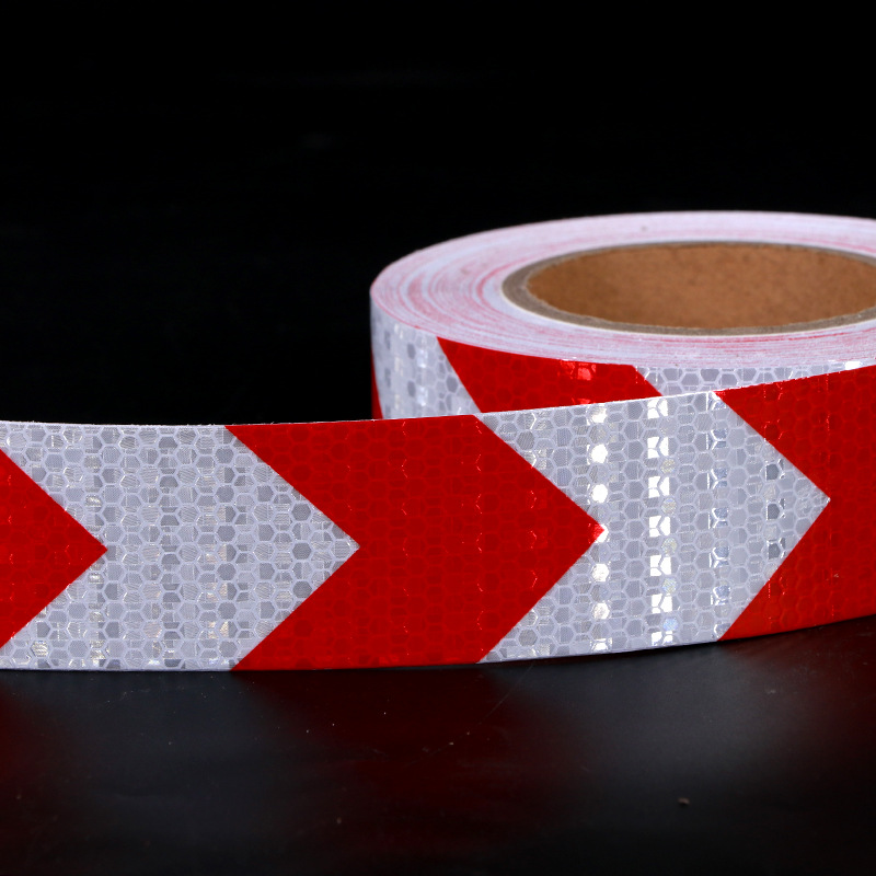 5cm x 3m selbst klebender weißer roter Pfeil reflektieren der Klebeband-warnen aufkleber für LKW-PKW