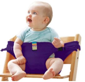 Baby Portable Seat Kids Chair Travel Foldable Washable Infant Dining High Dinning Cover Seat Safety Belt Auxiliary belt: Purple