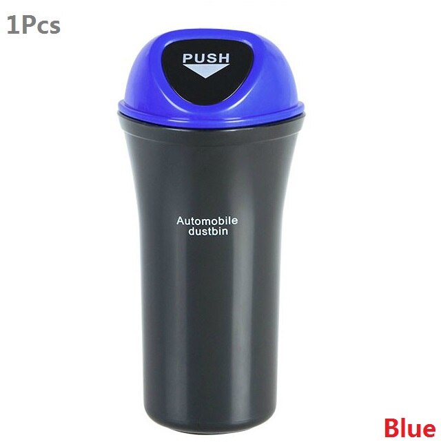 Mini cubo para colgar basura de coche de 9cm * 7cm * 20cm, caja de almacenamiento multifunción para cáscaras, accesorios para coche, suministros multifunción, duradero,: Azul