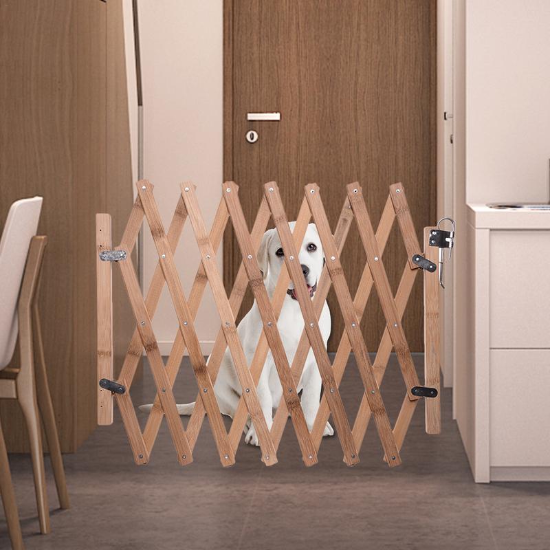 Protection extensible chien de compagnie porte clôture pour animaux de compagnie clôture en bois rétractable bébé sécurité porte réglable chien fournitures porte coulissante