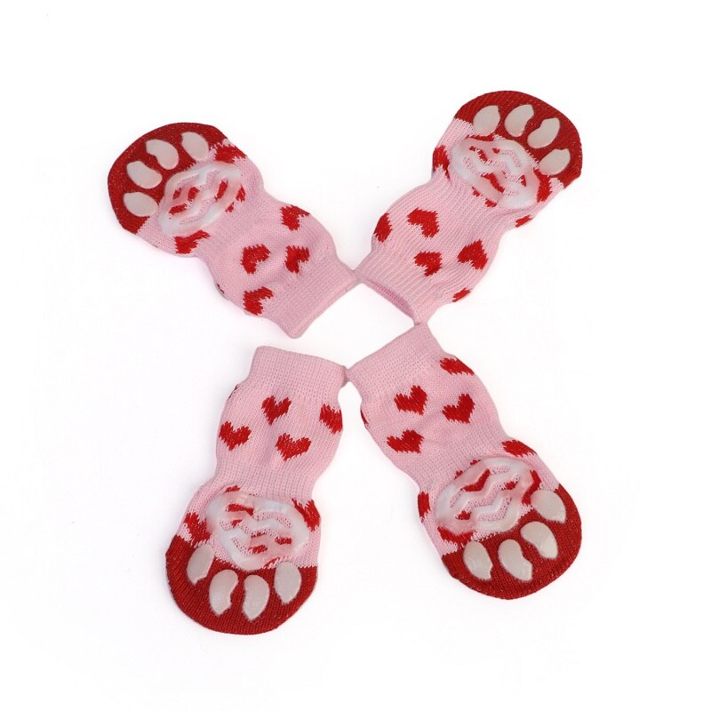 4 Stuks Warm Puppy Hond Schoenen Zachte Pet Knits Sokken Leuke Cartoon Anti Slip Skid Sokken Voor Kleine Honden Ademend huisdier Producten S/M/L: H04 / S