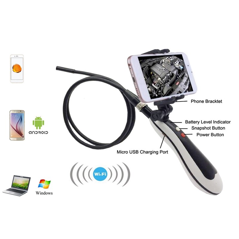 Wifi handheld endoscoopcamera met 150x nificatie 360 graden rotatie gratis app voor android ios windows