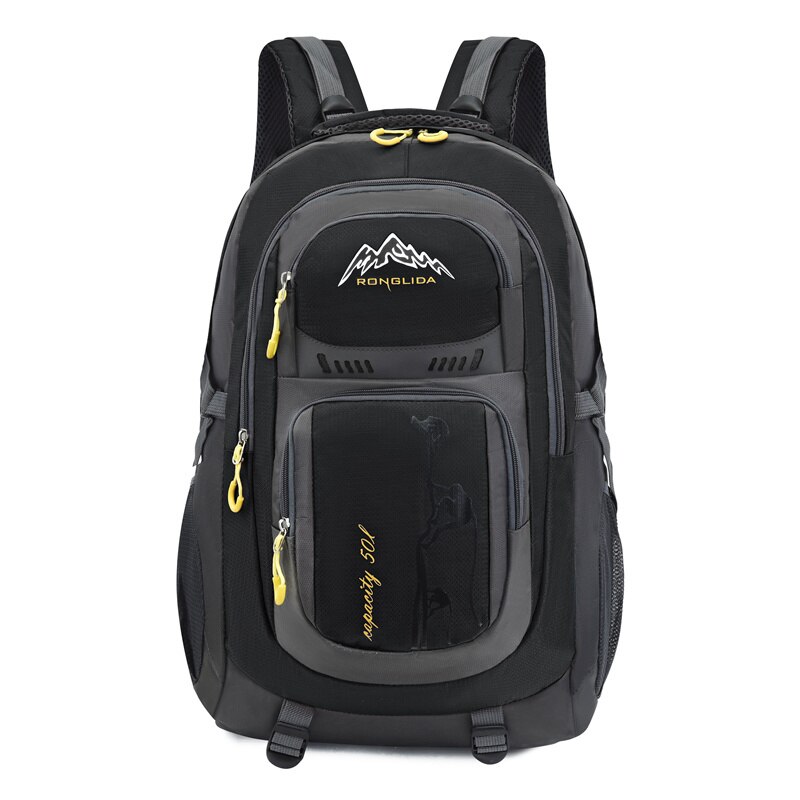 Ungdoms sport ryggsekk herre reise ryggsekk nylon vanntett utendørs tur fjellklatring bag student skolesekk svart: Svart