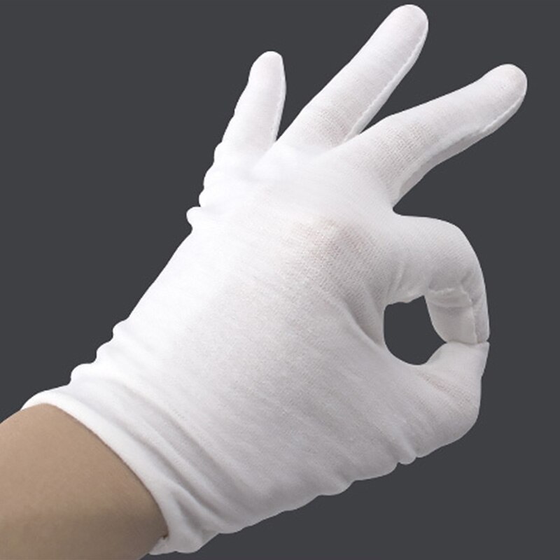 1Pair White Labor Insurance Thick Cotton Medium And Thick Etiquette Wenwan Inspection Gloves Work Cotton Cloth Thin: A / S