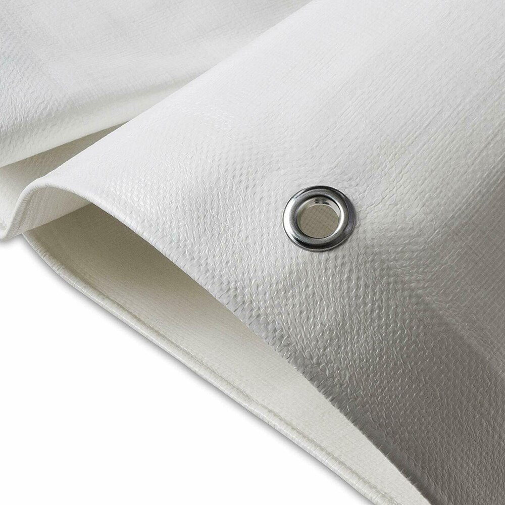 White Poly Tarp Waterproof Camping Tarps Cover Sheet Anti-UV PE Shade Boat Car Cover
