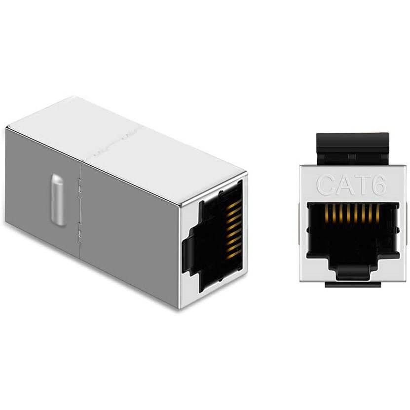 10pcs Cat6 Shielded Inline Modular Coupler with Latch,RJ45 Modular Coupler for Panel Connection,8P/8C Female to Female Class D