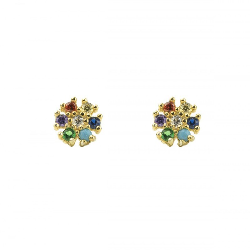 ROXI Colorful 6 Colors Flower Stud Earrings for Women Girls Wedding Piercing Earrings Cartilage 925 Sterling Silver Pendientes: gold