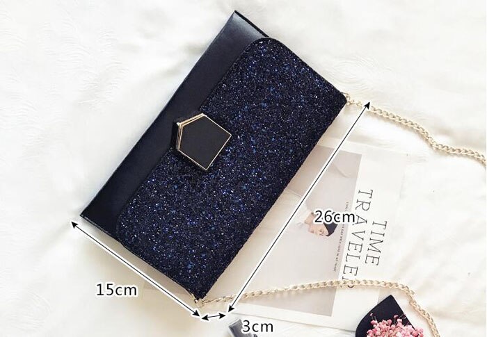 dames paillettes paillettes étincelle Bling jour pochette sac à main soirée partie PU cuir enveloppe sac à main directe