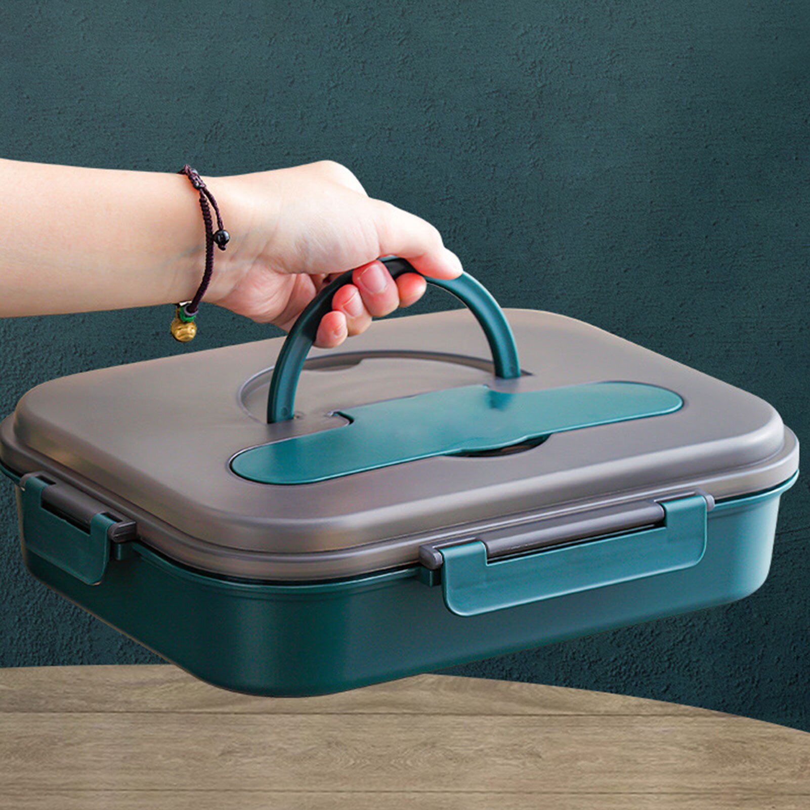 Portable Large 4 Compartments 304 Stainless Steel Office School Food Storage Bento Insulated Lunch Box