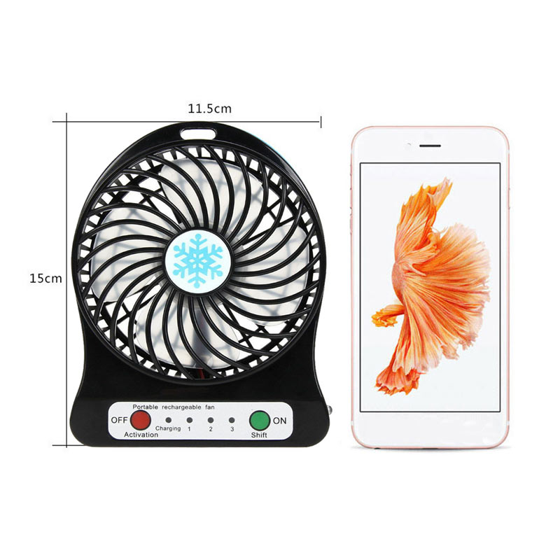 Portable Mini USB LED Fan Light Air Cooler Small Desk Cooler Silent Travel Humidification 2600MAH Lithium Battery fan