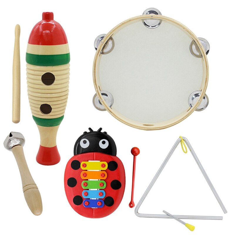 5 sæt orff musikinstrumenter sæt børn tidlige barndom musik percussion legetøj kombination børnehave læremidler: Default Title