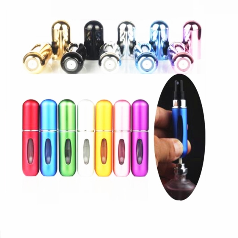 5ml Portable Mini Aluminum Refillable Perfume Bottle With Spray Empty Cosmetic Containers With Atomizer For Traveler