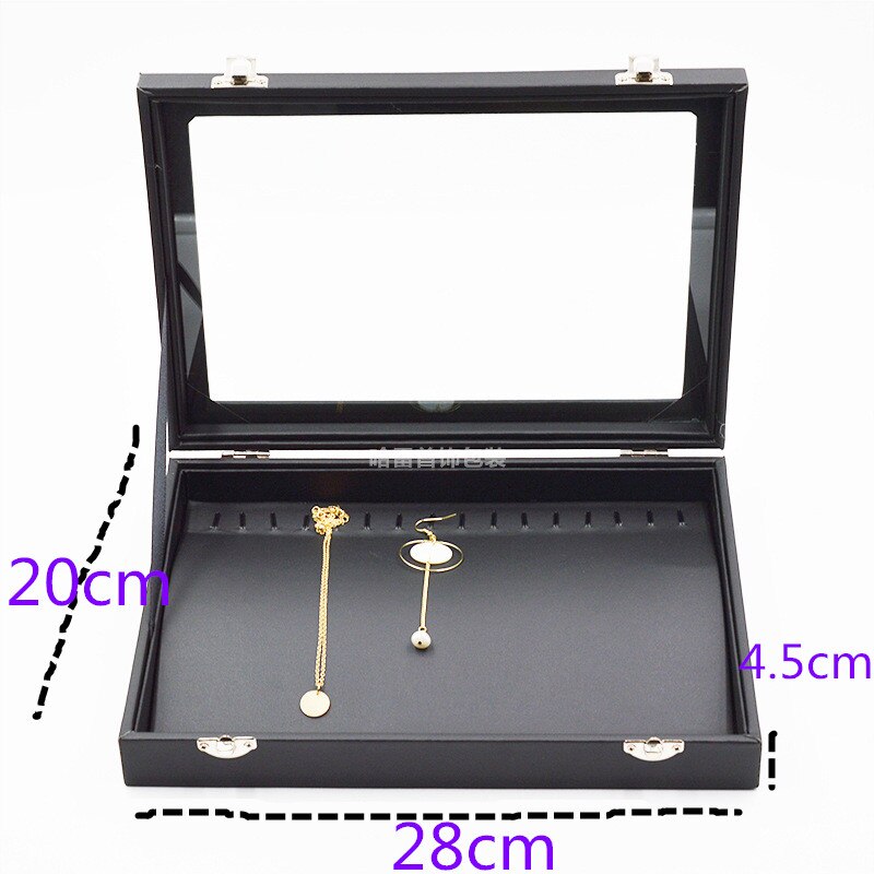 Jewelry Display Box Tray - 28x20x4.5cm - Leather Organizer for Rings, Earrings, Bracelets