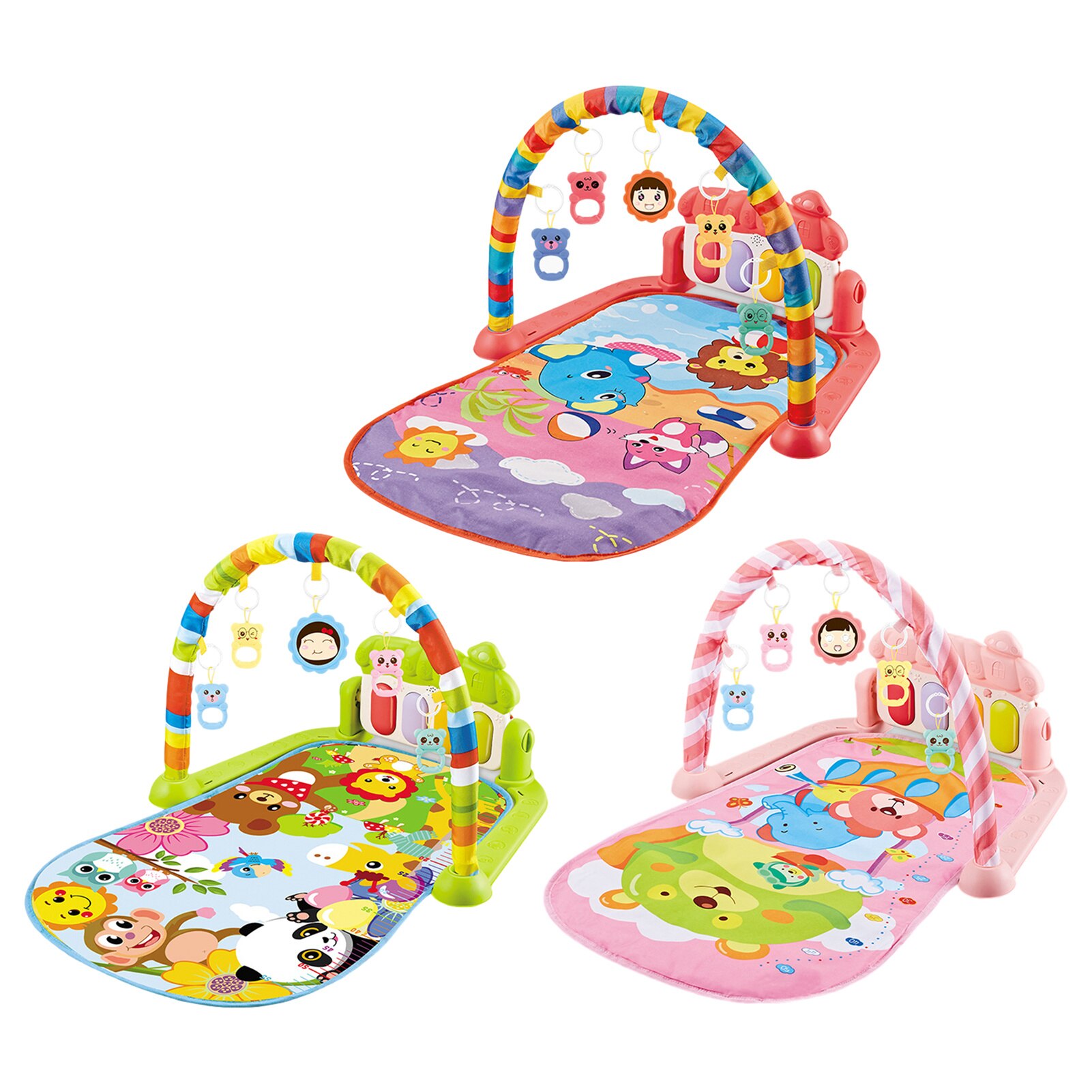 Musical Baby Play Mat Interesting Play Piano Activity Gym With Hanging Toys For Children 0-3 Years