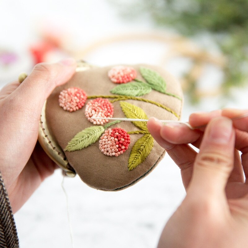 Handwork Crafts DIY Embroidery Coin Purse Cloth Material Package Embroidery Kit Flower Alone Handmade Cross Stitch kit